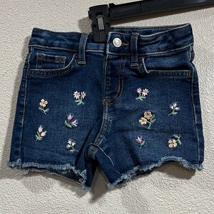 Jumping Beans Embroidered Floral Dark Wash Denim Shorts